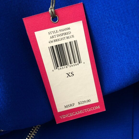 Vince Camuto Womens Coat Collarless Asymmetrical Zip Boxy Cobalt Blue Size XS - Picture 4 of 5